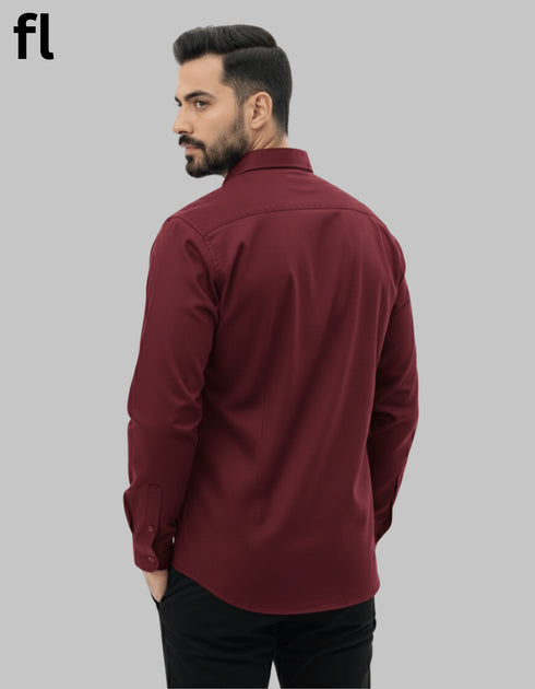 Maroon Chambray Casual Shirt
